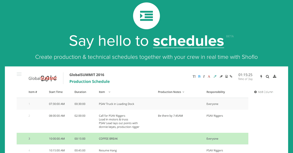 Shoflo scheduling feature