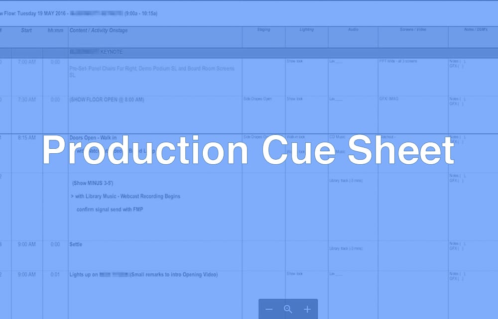 production cue sheet