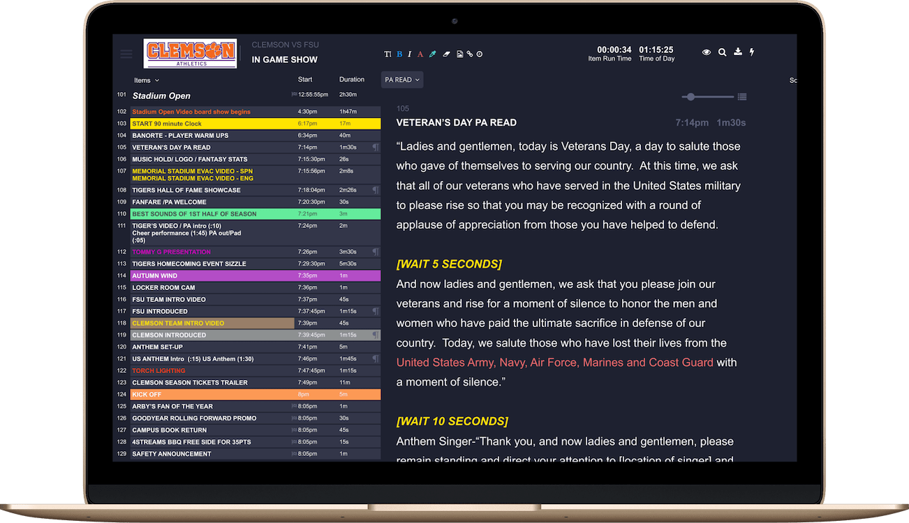 Shoflo\'s sports rundown game scripting software